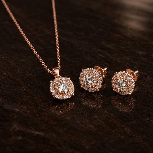 Rose Gold Rosette Cluster Jewellery Set product image 2