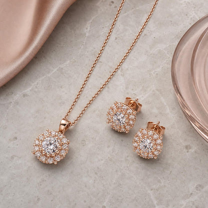 Rose Gold Rosette Cluster Jewellery Set product image 3