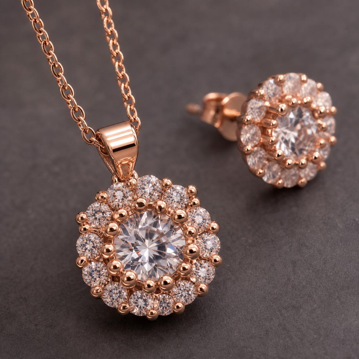 Rose Gold Rosette Cluster Jewellery Set product image 4