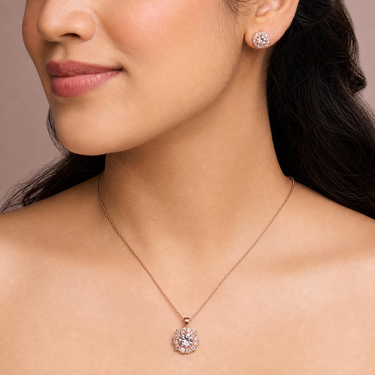 Rose Gold Rosette Cluster Jewellery Set product image 6