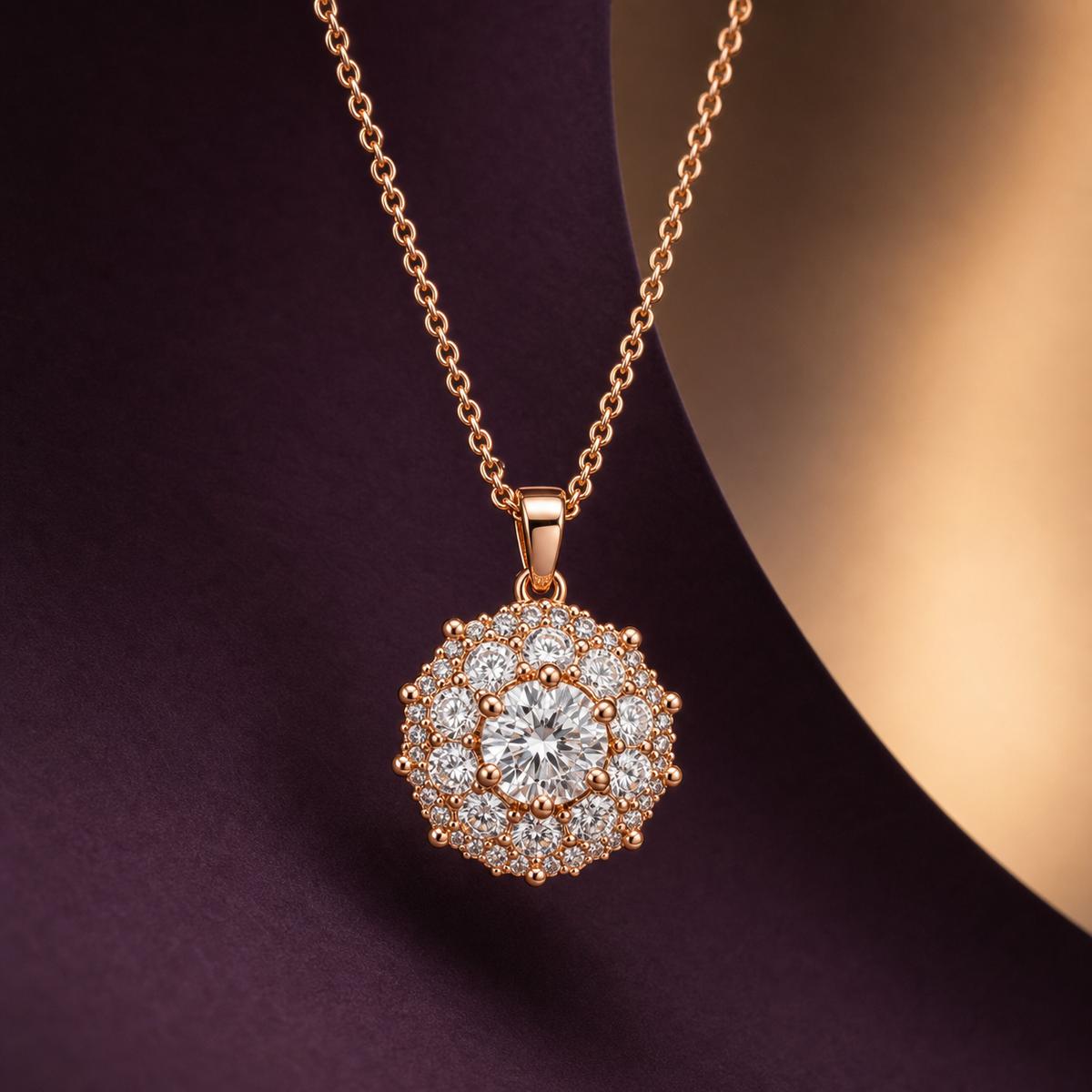 Rose Gold Rosette Halo Pendant product image 5