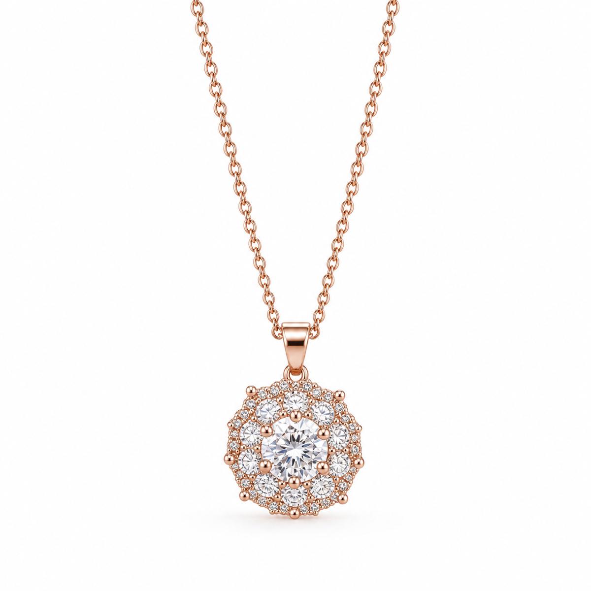 Rose Gold Rosette Halo Pendant product image 1