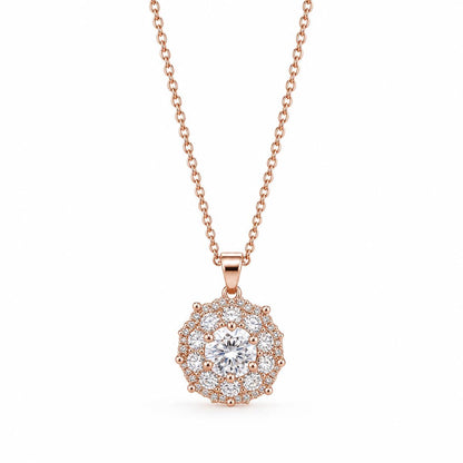 Rose Gold Rosette Halo Pendant product image 1