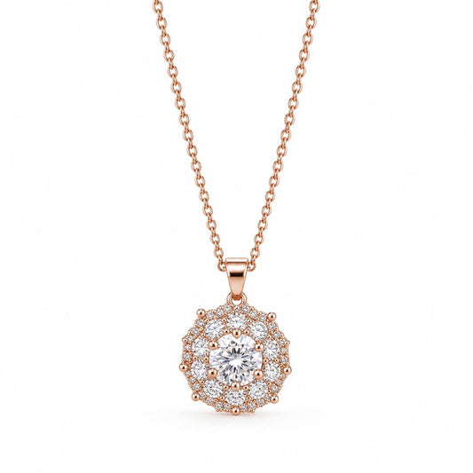 Rose Gold Rosette Halo Pendant product image 1