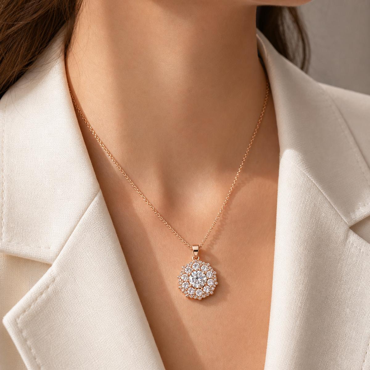 Rose Gold Rosette Halo Pendant product image 3
