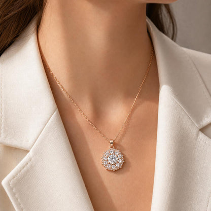 Rose Gold Rosette Halo Pendant product image 3