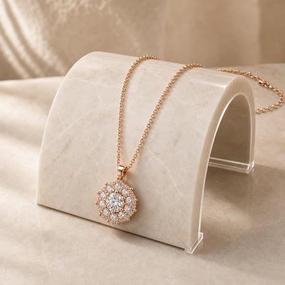 Rose Gold Rosette Halo Pendant product image 6