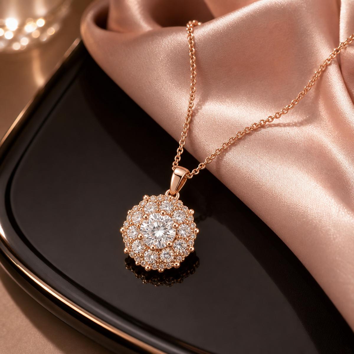 Rose Gold Rosette Halo Pendant product image 2