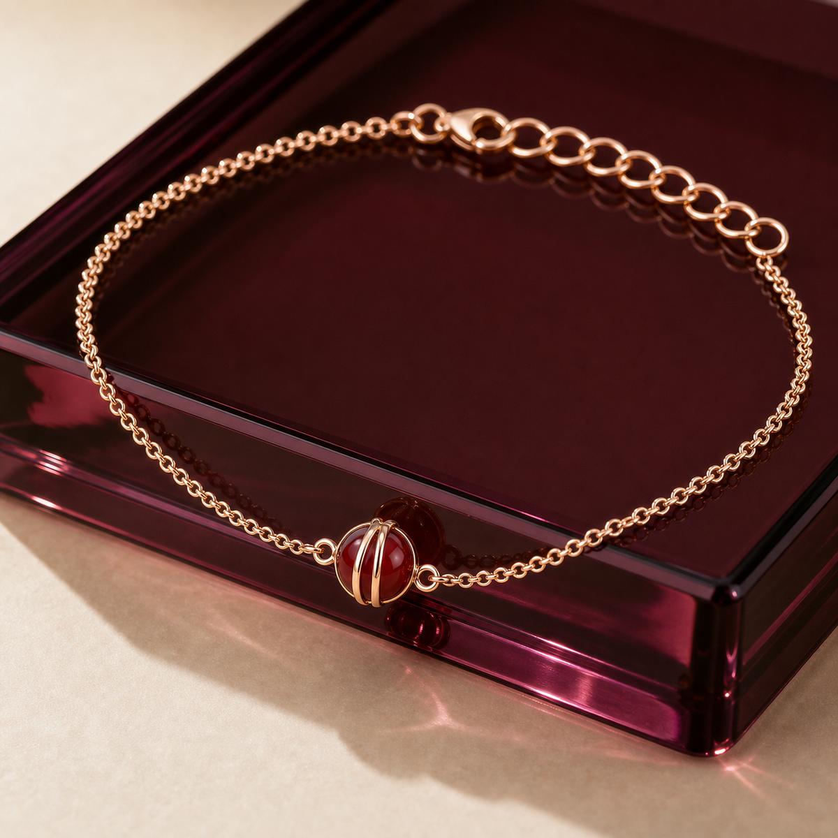 Rose Gold Ruby Orb Anklet product image 5