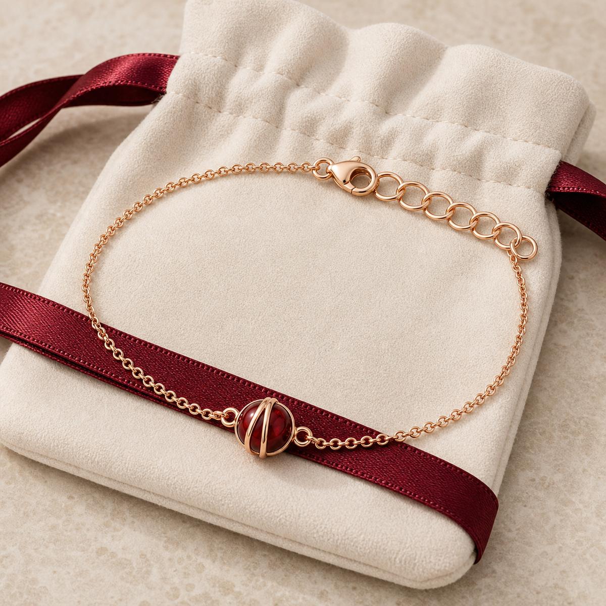 Rose Gold Ruby Orb Anklet product image 6