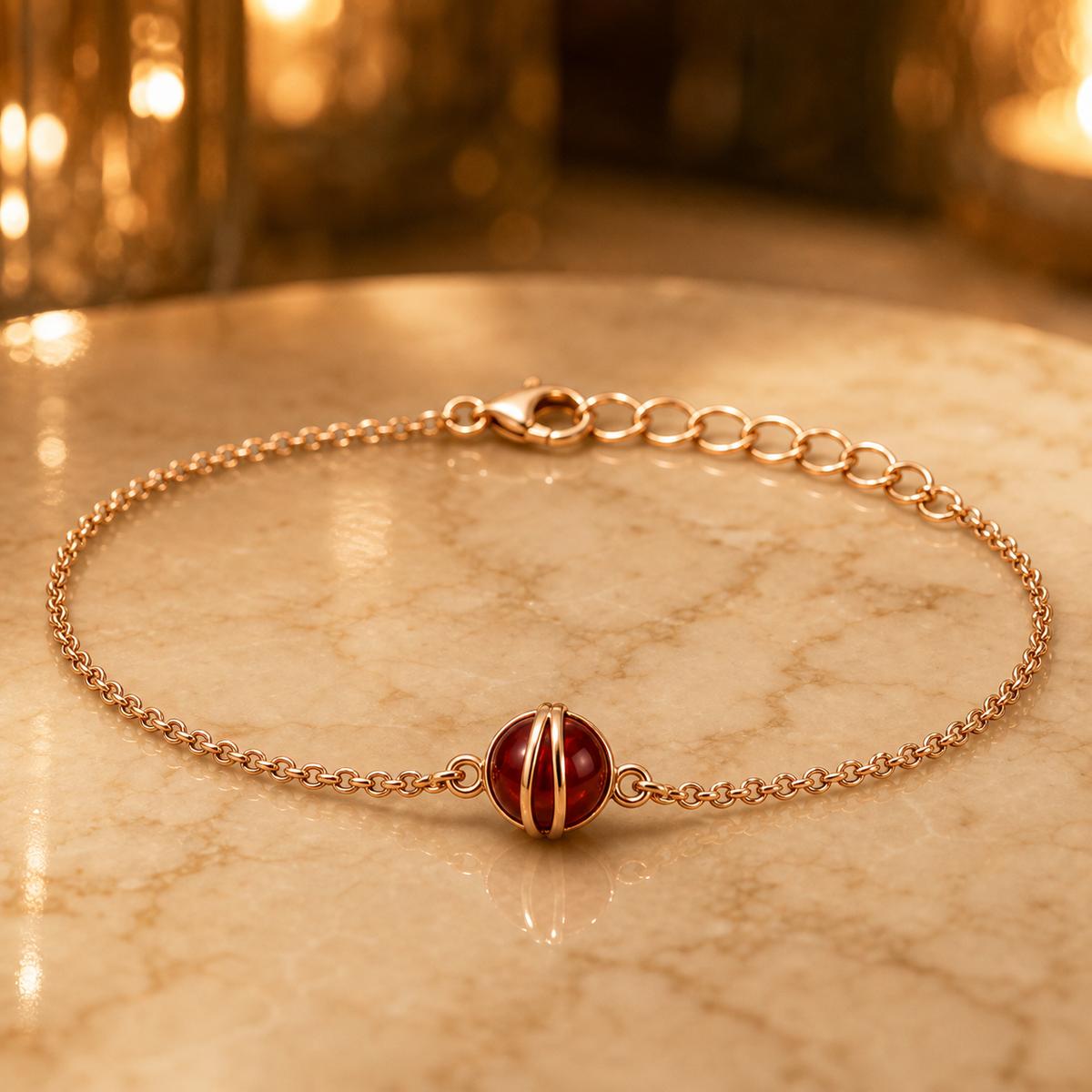 Rose Gold Ruby Orb Anklet product image 7