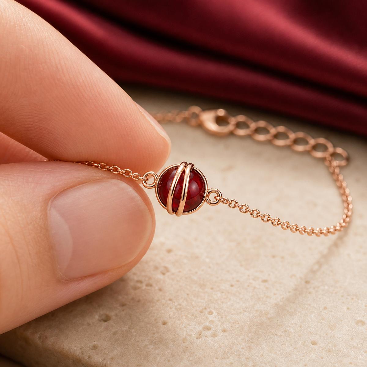 Rose Gold Ruby Orb Anklet product image 11