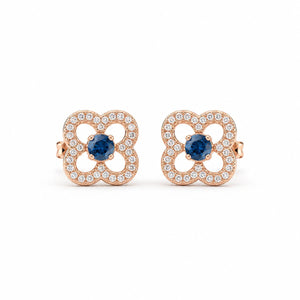 Rose Gold Sapphire Clover Bloom Earrings product image 1