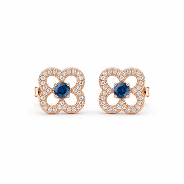 Rose Gold Sapphire Clover Bloom Earrings product image 1