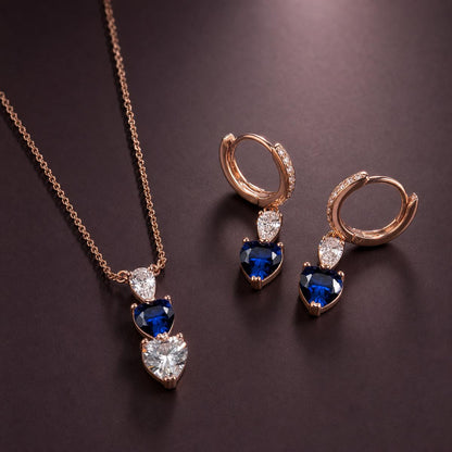 Rose Gold Sapphire Heart Drop Jewellery Set product image 2