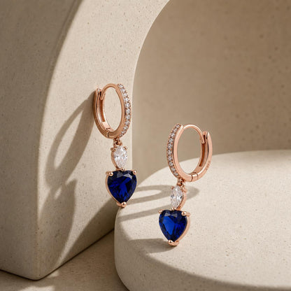 Rose Gold Sapphire Heart Huggie Earrings product image 4
