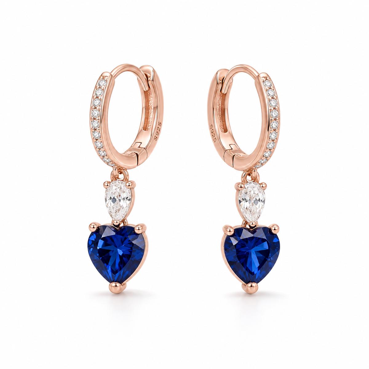 Rose Gold Sapphire Heart Huggie Earrings product image 1