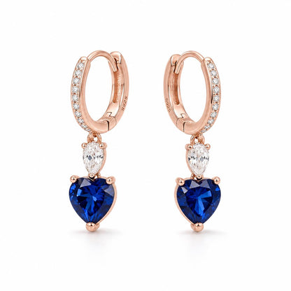 Rose Gold Sapphire Heart Huggie Earrings product image 1