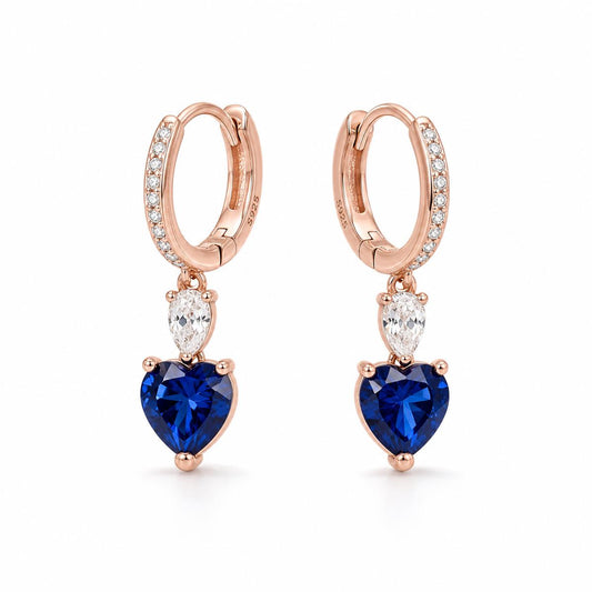Rose Gold Sapphire Heart Huggie Earrings product image 1