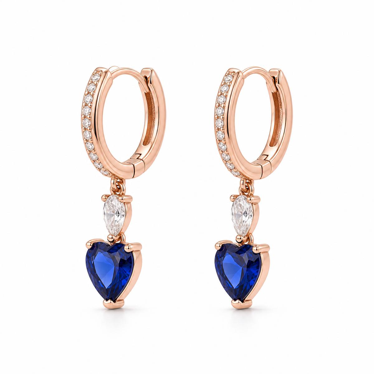 Rose Gold Sapphire Heart Huggie Earrings product image 3