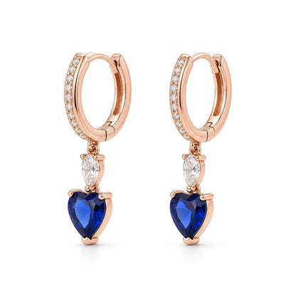 Rose Gold Sapphire Heart Huggie Earrings product image 3