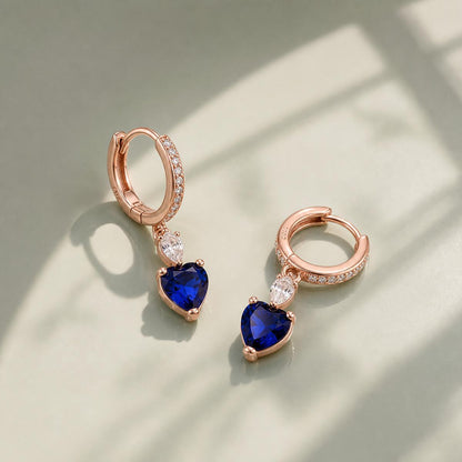 Rose Gold Sapphire Heart Huggie Earrings product image 5