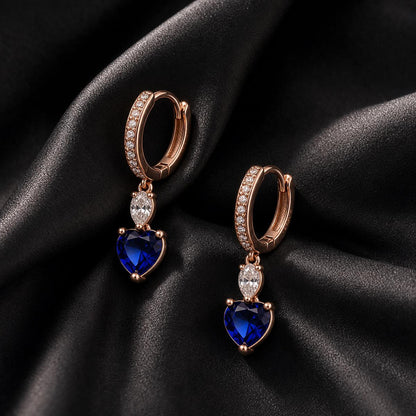 Rose Gold Sapphire Heart Huggie Earrings product image 6