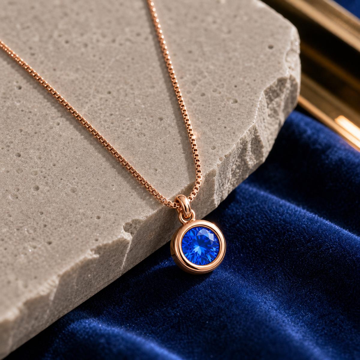 Rose Gold Sapphire Orbit Pendant product image 5