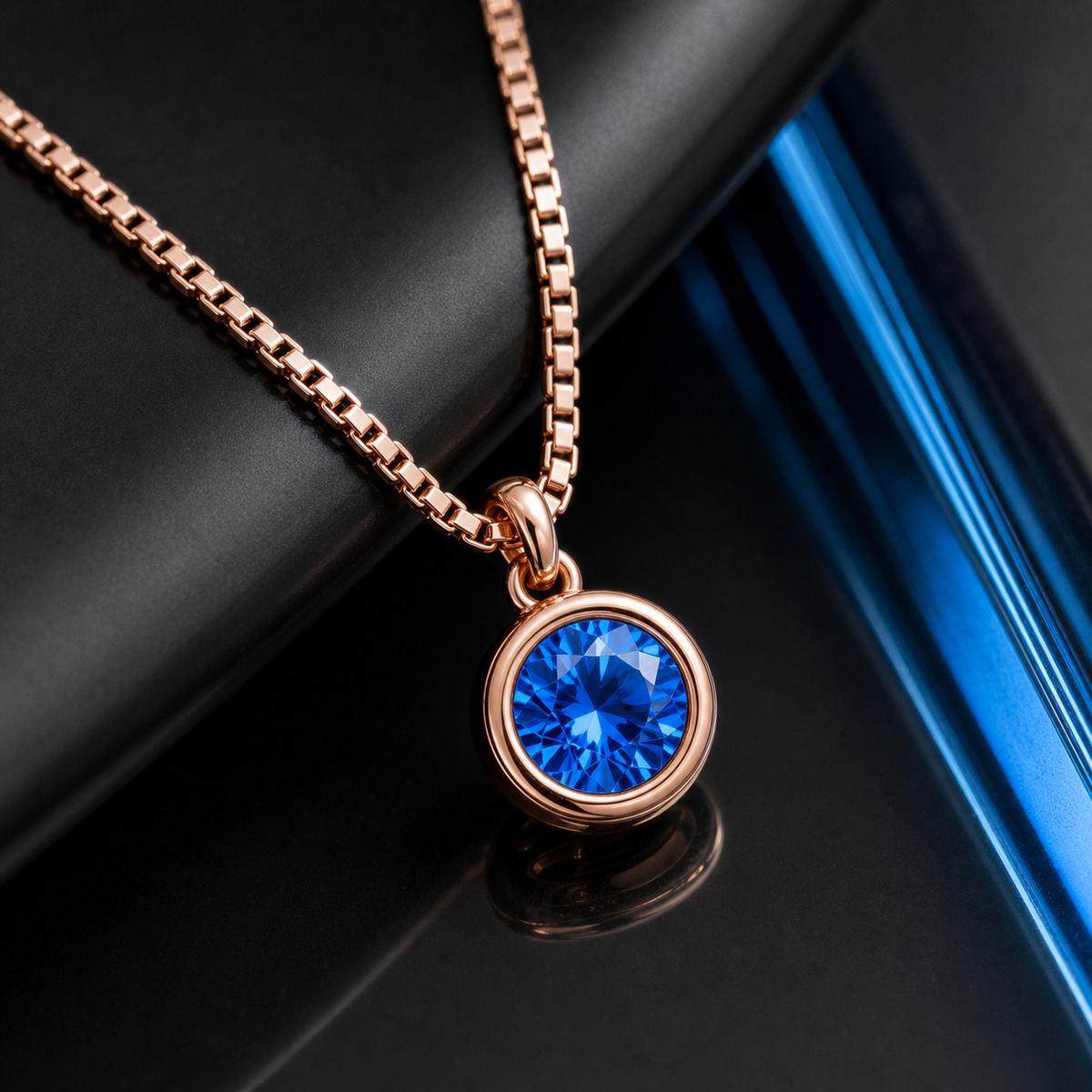 Rose Gold Sapphire Orbit Pendant design detail