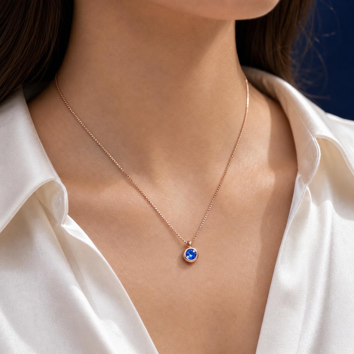 Rose Gold Sapphire Orbit Pendant product image 3