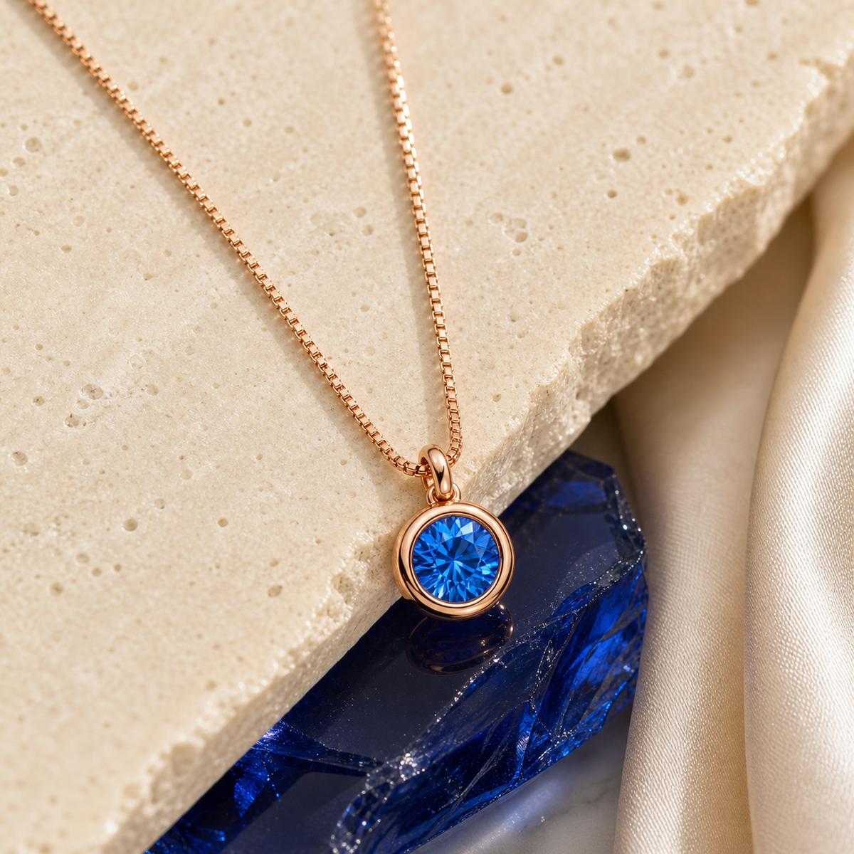 Rose Gold Sapphire Orbit Pendant product image 2