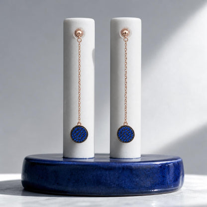 Rose Gold Sapphire Thread Earrings product image 4