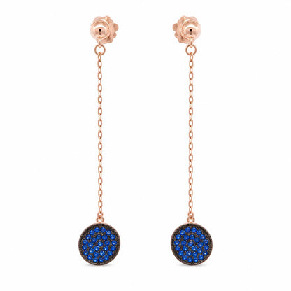 Rose Gold Sapphire Thread Earrings product image 1