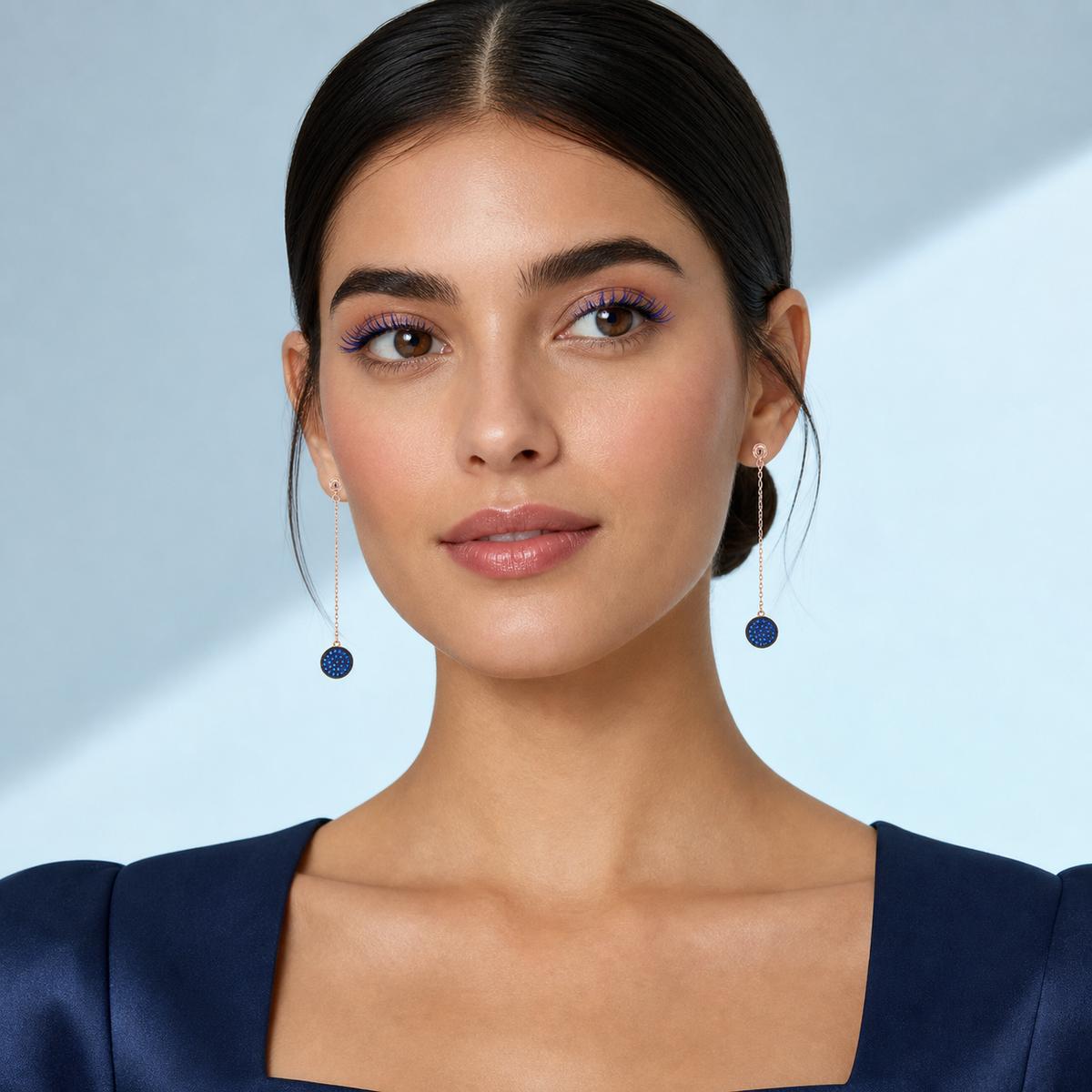 Rose Gold Sapphire Thread Earrings product image 8