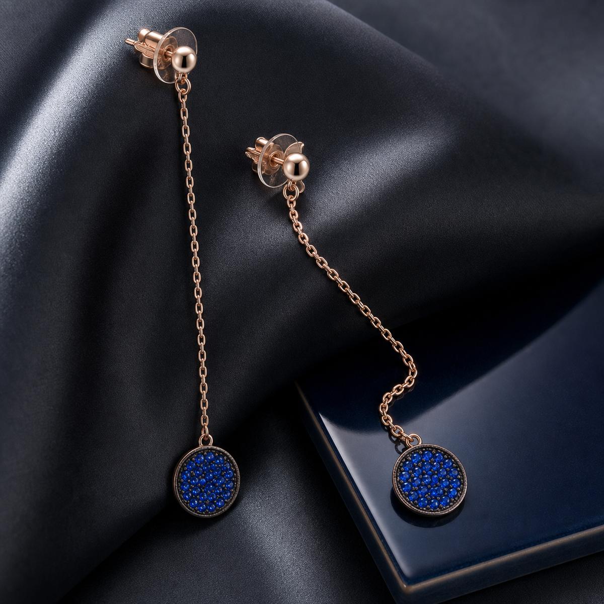 Rose Gold Sapphire Thread Earrings product image 6