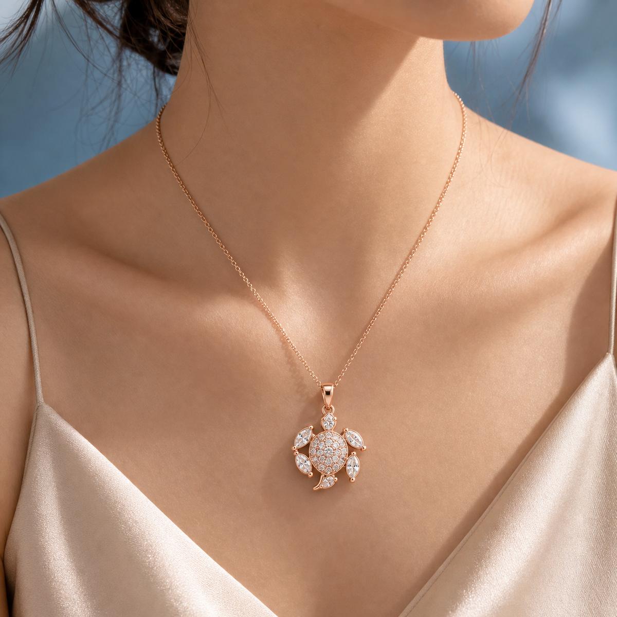 Rose Gold Sea Turtle Charm Pendant product image 3
