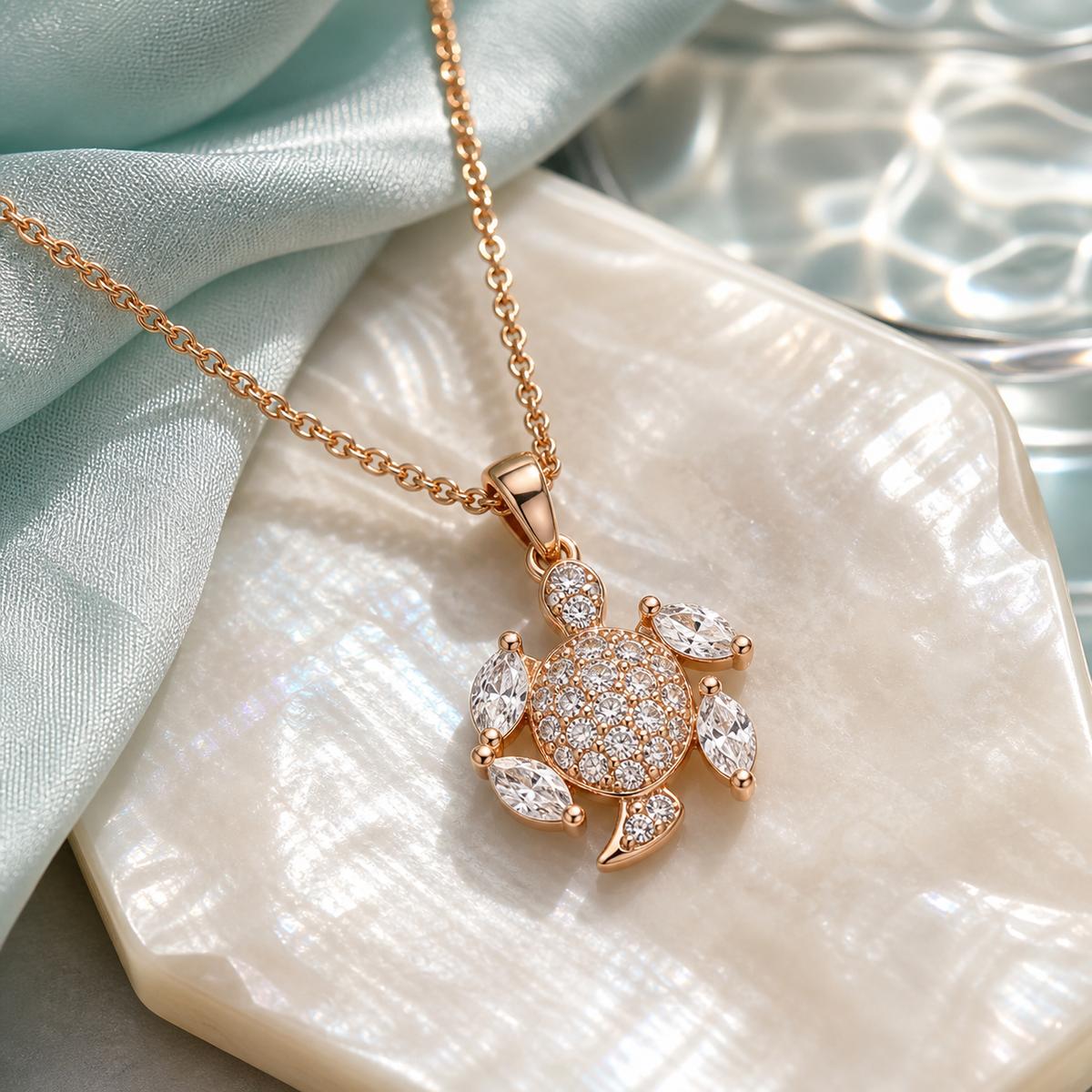 Rose Gold Sea Turtle Charm Pendant product image 2