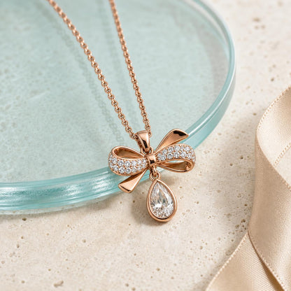 Rose Gold Seraphina Bow Drop Pendant product image 5