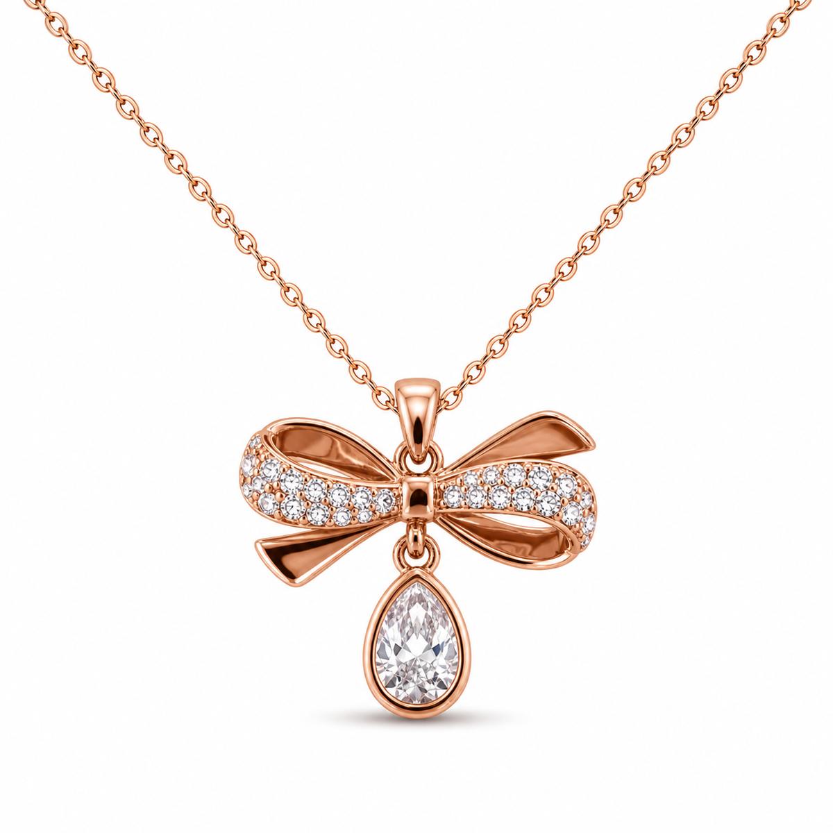 Rose Gold Seraphina Bow Drop Pendant product image 1