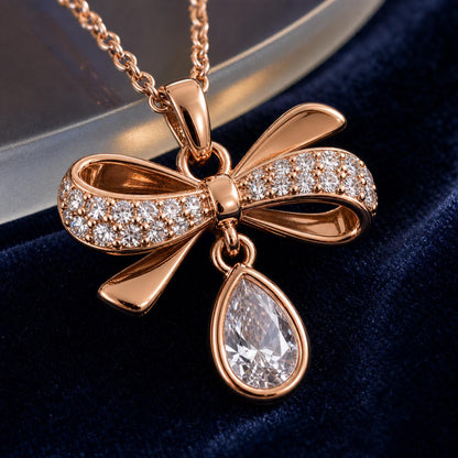 Rose Gold Seraphina Bow Drop Pendant design detail
