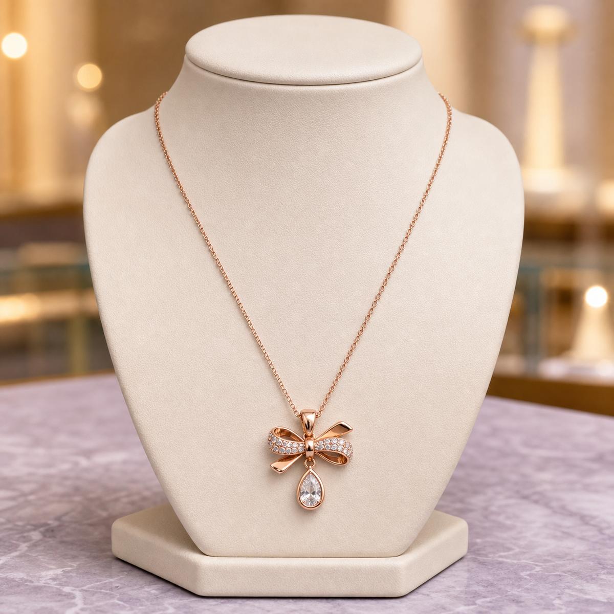Rose Gold Seraphina Bow Drop Pendant product image 6