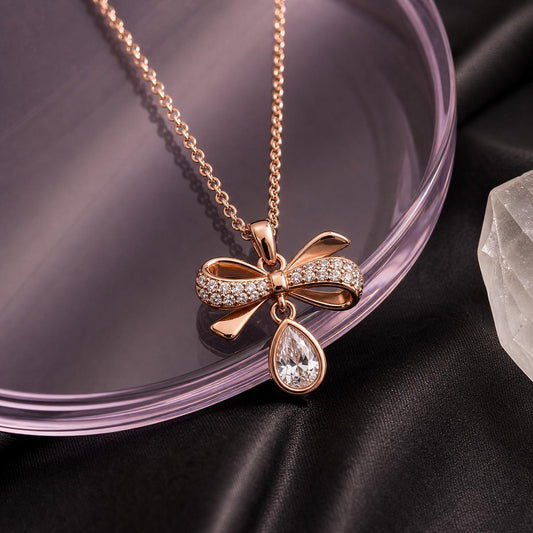 Rose Gold Seraphina Bow Drop Pendant product image 2