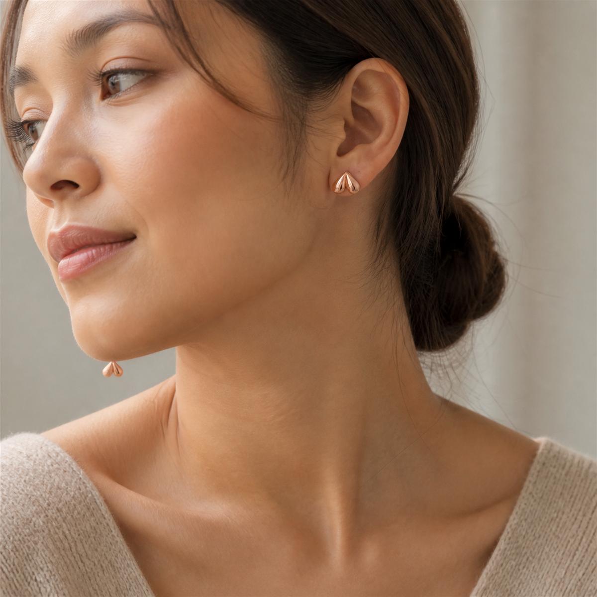 Rose Gold Seraphina Twin Leaf Earrings product image 3
