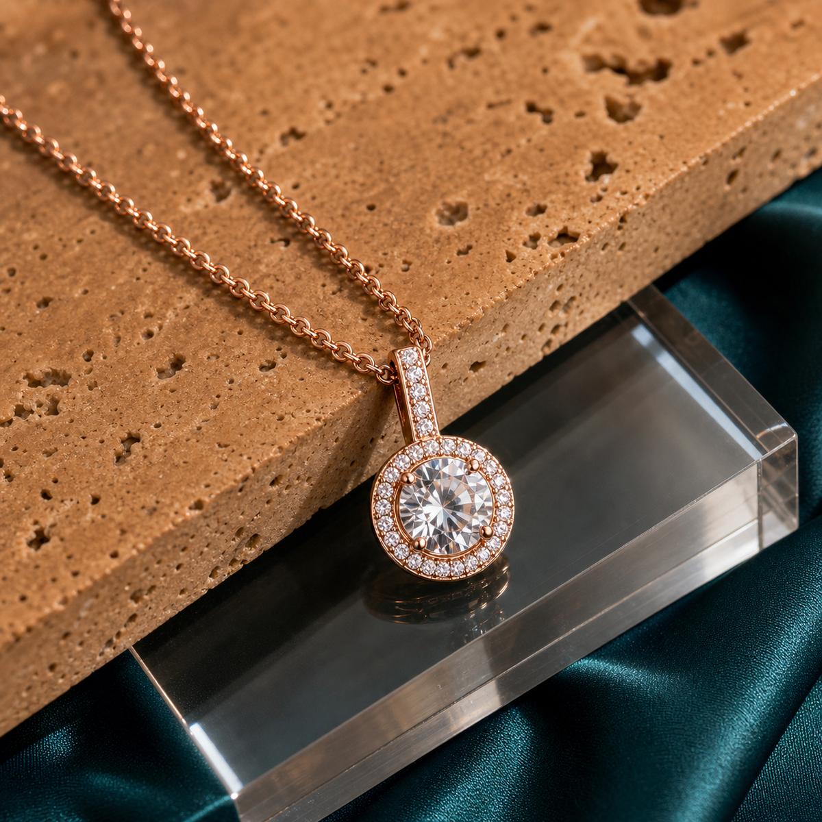 Rose Gold Solara Halo Pendant product image 5