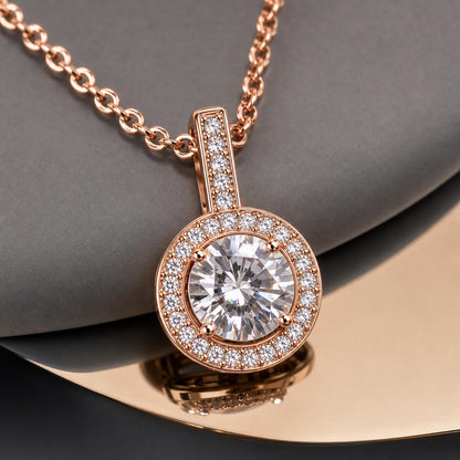 Rose Gold Solara Halo Pendant design detail