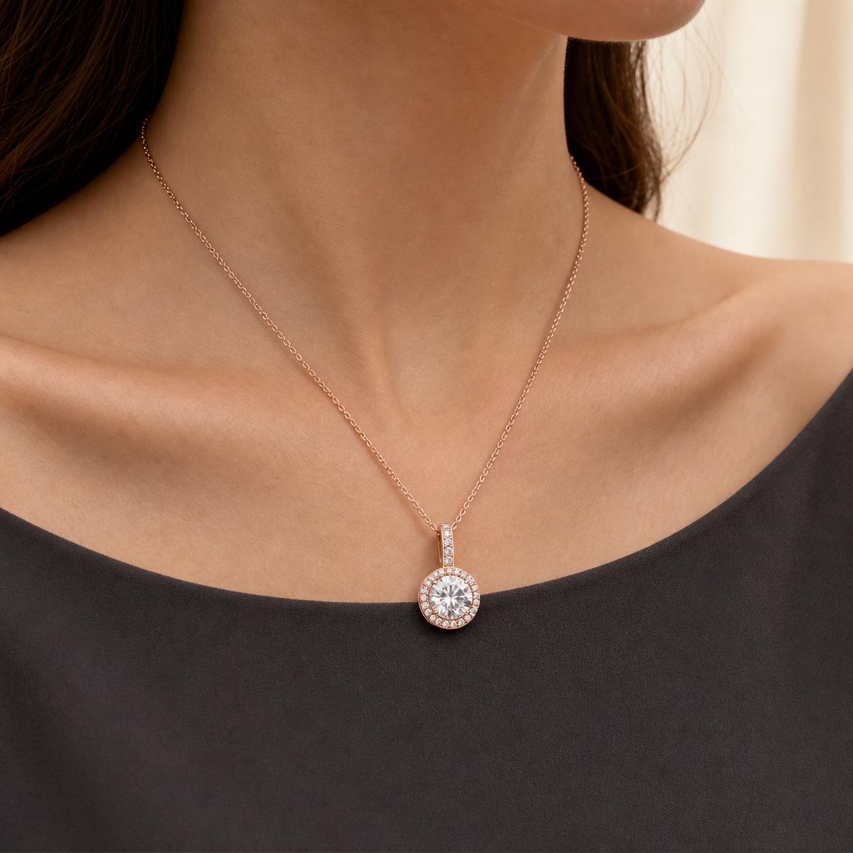 Rose Gold Solara Halo Pendant product image 3