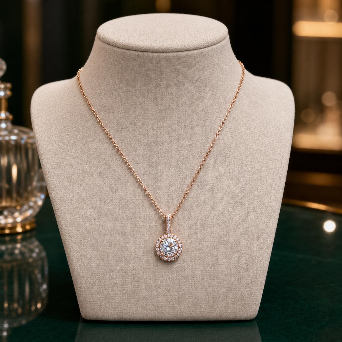 Rose Gold Solara Halo Pendant product image 6