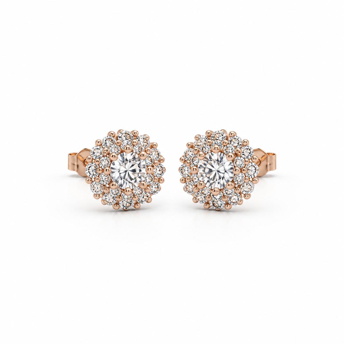 Rose Gold Solara Rosette Halo Earrings product image 1