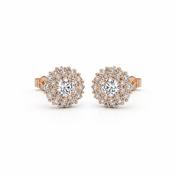 Rose Gold Solara Rosette Halo Earrings product image 1