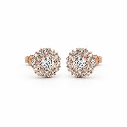 Rose Gold Solara Rosette Halo Earrings product image 1